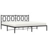 Cadre de lit métal sans matelas avec tête de lit noir 200x200cm 