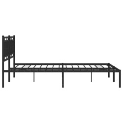 Cadre de lit métal sans matelas avec tête de lit noir 200x200cm 
