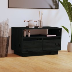 Meuble TV Noir 60x35x37 cm Bois de pin massif 