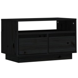 Meuble TV Noir 60x35x37 cm Bois de pin massif 