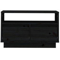 Meuble TV Noir 60x35x37 cm Bois de pin massif 