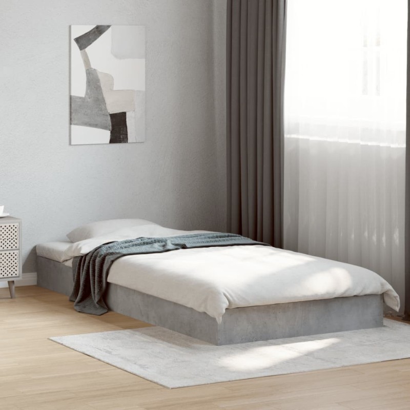 Cadre de lit sans matelas gris béton 90x200 cm 