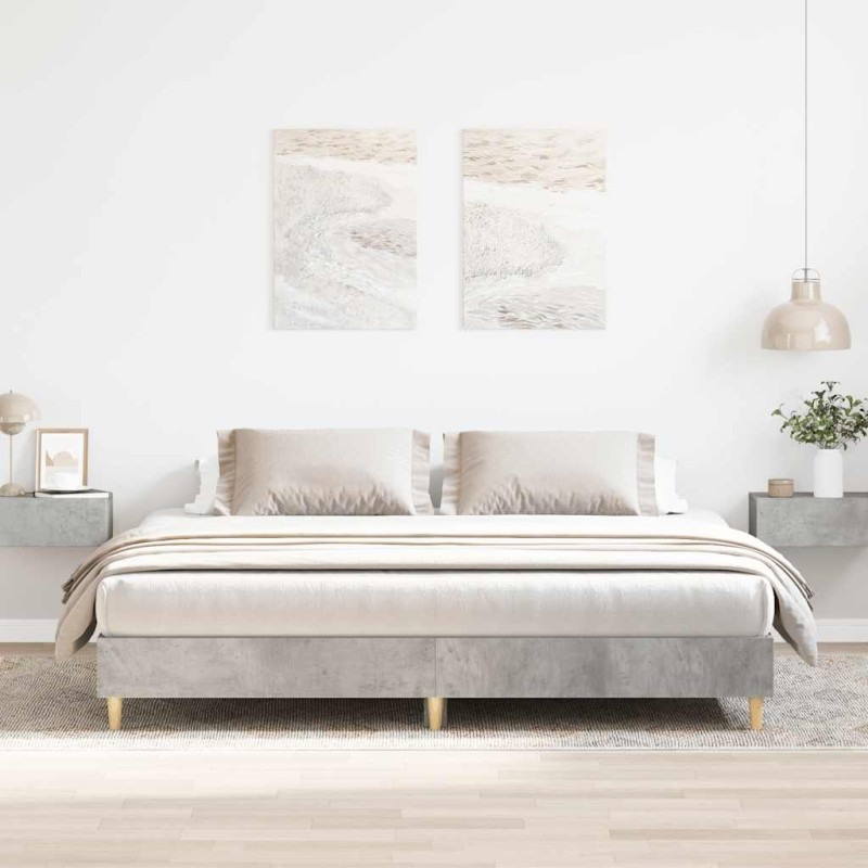 Cadre de lit sans matelas gris béton 200x200 cm bois ingénierie Cadre de lit sans matelas gris béton 200x200 cm bois ingénierie