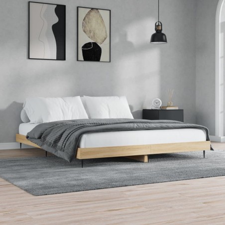 Cadre de lit sans matelas chêne sonoma 160x200 cm 
