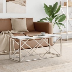 Table basse 110x45x45 cm acier inoxydable et verre 