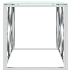 Table basse 110x45x45 cm acier inoxydable et verre 
