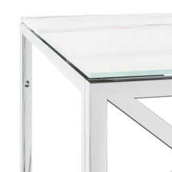 Table basse 110x45x45 cm acier inoxydable et verre 