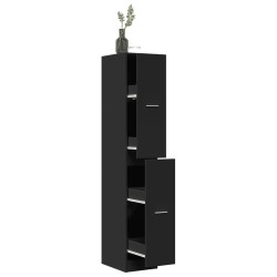 Armoire d'apothicaire noir 30x41x174,5 cm bois d'ingénierie 