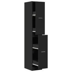 Armoire d'apothicaire noir 30x41x174,5 cm bois d'ingénierie 