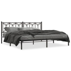 Cadre de lit métal sans matelas avec tête de lit noir 193x203cm 
