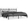 Cadre de lit métal sans matelas avec tête de lit noir 193x203cm 