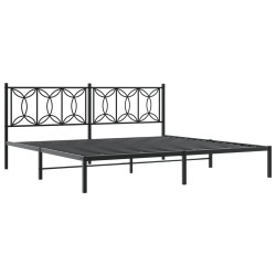 Cadre de lit métal sans matelas avec tête de lit noir 193x203cm 
