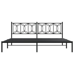 Cadre de lit métal sans matelas avec tête de lit noir 193x203cm 