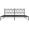 Cadre de lit métal sans matelas avec tête de lit noir 193x203cm 