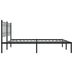 Cadre de lit métal sans matelas avec tête de lit noir 193x203cm 