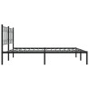 Cadre de lit métal sans matelas avec tête de lit noir 193x203cm 
