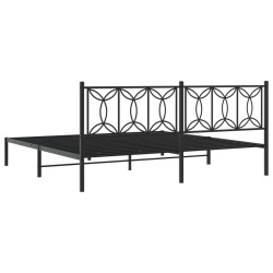 Cadre de lit métal sans matelas avec tête de lit noir 193x203cm 
