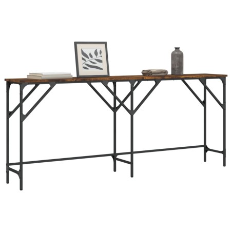 Table console chêne fumé 180x29x75 cm bois d'ingénierie 