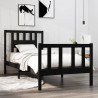Cadre de lit sans matelas noir bois massif 