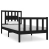 Cadre de lit sans matelas noir bois massif 