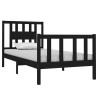 Cadre de lit sans matelas noir bois massif 