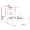 Cadre de lit sans matelas noir bois massif 