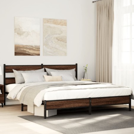 Cadre de lit en métal sans matelas chêne marron 200x200 cm 