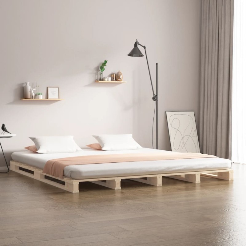 Lit de palette 120x190 cm Bois pin massif Petit Double 