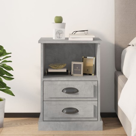 Table de chevet gris béton 43x36x60 cm 
