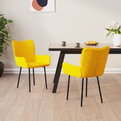 Chaises à manger lot de 2 Jaune Velours 