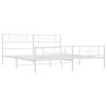 Cadre de lit métal sans matelas et pied de lit blanc 200x200 cm 