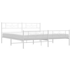 Cadre de lit métal sans matelas et pied de lit blanc 200x200 cm 