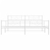 Cadre de lit métal sans matelas et pied de lit blanc 200x200 cm 