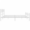 Cadre de lit métal sans matelas et pied de lit blanc 200x200 cm 