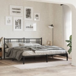 Cadre de lit métal sans matelas avec tête de lit noir 193x203cm 