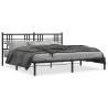 Cadre de lit métal sans matelas avec tête de lit noir 193x203cm 