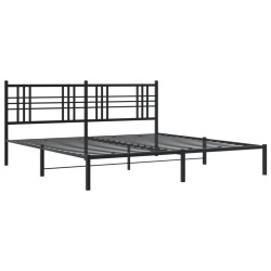 Cadre de lit métal sans matelas avec tête de lit noir 193x203cm 