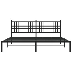 Cadre de lit métal sans matelas avec tête de lit noir 193x203cm 