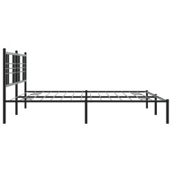 Cadre de lit métal sans matelas avec tête de lit noir 193x203cm 