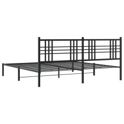 Cadre de lit métal sans matelas avec tête de lit noir 193x203cm 