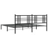 Cadre de lit métal sans matelas avec tête de lit noir 193x203cm 