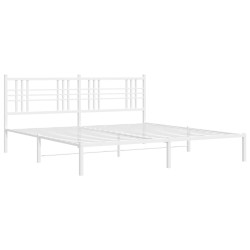 Cadre de lit métal sans matelas et tête de lit blanc 193x203 cm 
