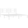 Cadre de lit métal sans matelas et tête de lit blanc 193x203 cm 