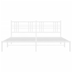 Cadre de lit métal sans matelas et tête de lit blanc 193x203 cm 
