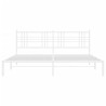 Cadre de lit métal sans matelas et tête de lit blanc 193x203 cm 