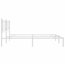 Cadre de lit métal sans matelas et tête de lit blanc 193x203 cm 