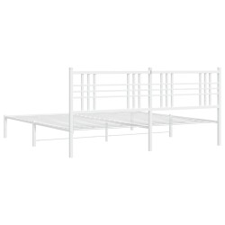 Cadre de lit métal sans matelas et tête de lit blanc 193x203 cm 