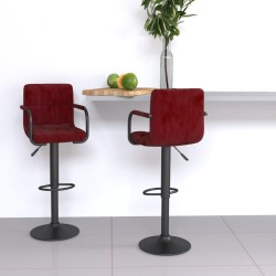 Tabourets de bar lot de 2 rouge bordeaux velours 