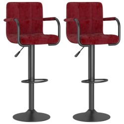 Tabourets de bar lot de 2 rouge bordeaux velours 