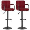 Tabourets de bar lot de 2 rouge bordeaux velours 